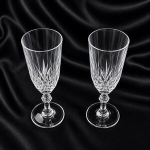 Royal Crystal Rock Linea Gaia Champagne Flute Set of 2 Lead Crystal Italy 7.75in